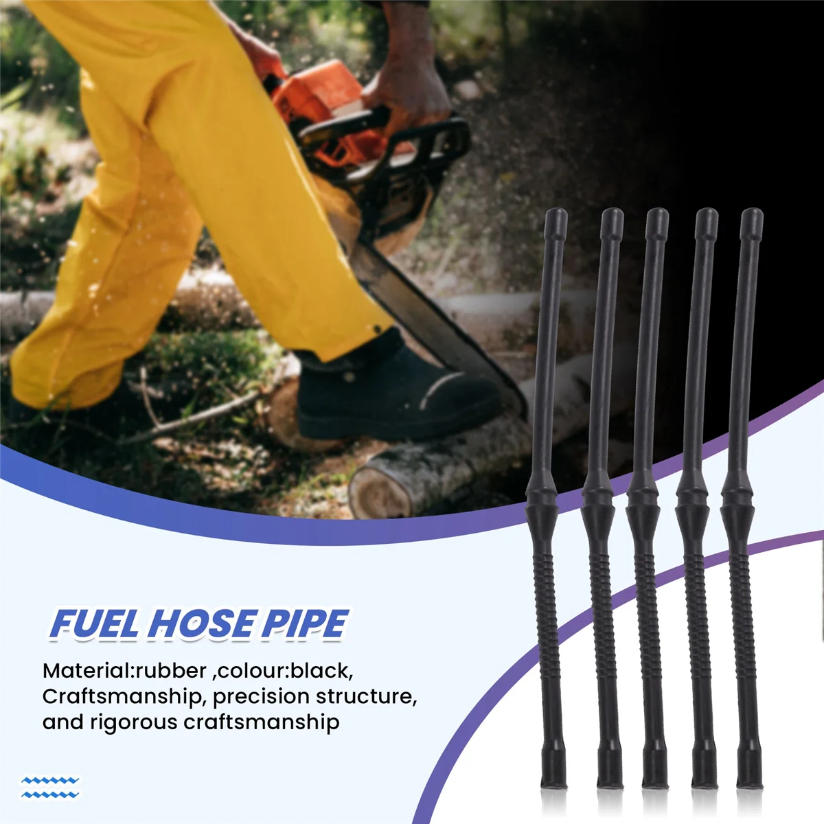 10X Black Fuel Hose Pipe for Chinese Chainsaw 4500 5200 45Cc 52Cc 58Cc MT-9999 Plastic Fuel Hoses Pipes Tool Part Vogue