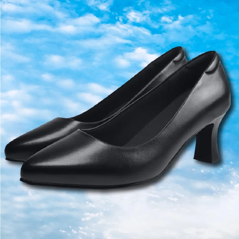 6.5cm Comfort Genuine cow Leather Breathable Work Shoes For Flight Female Stewardess Air Crew Waiter Attendant Trainmaner