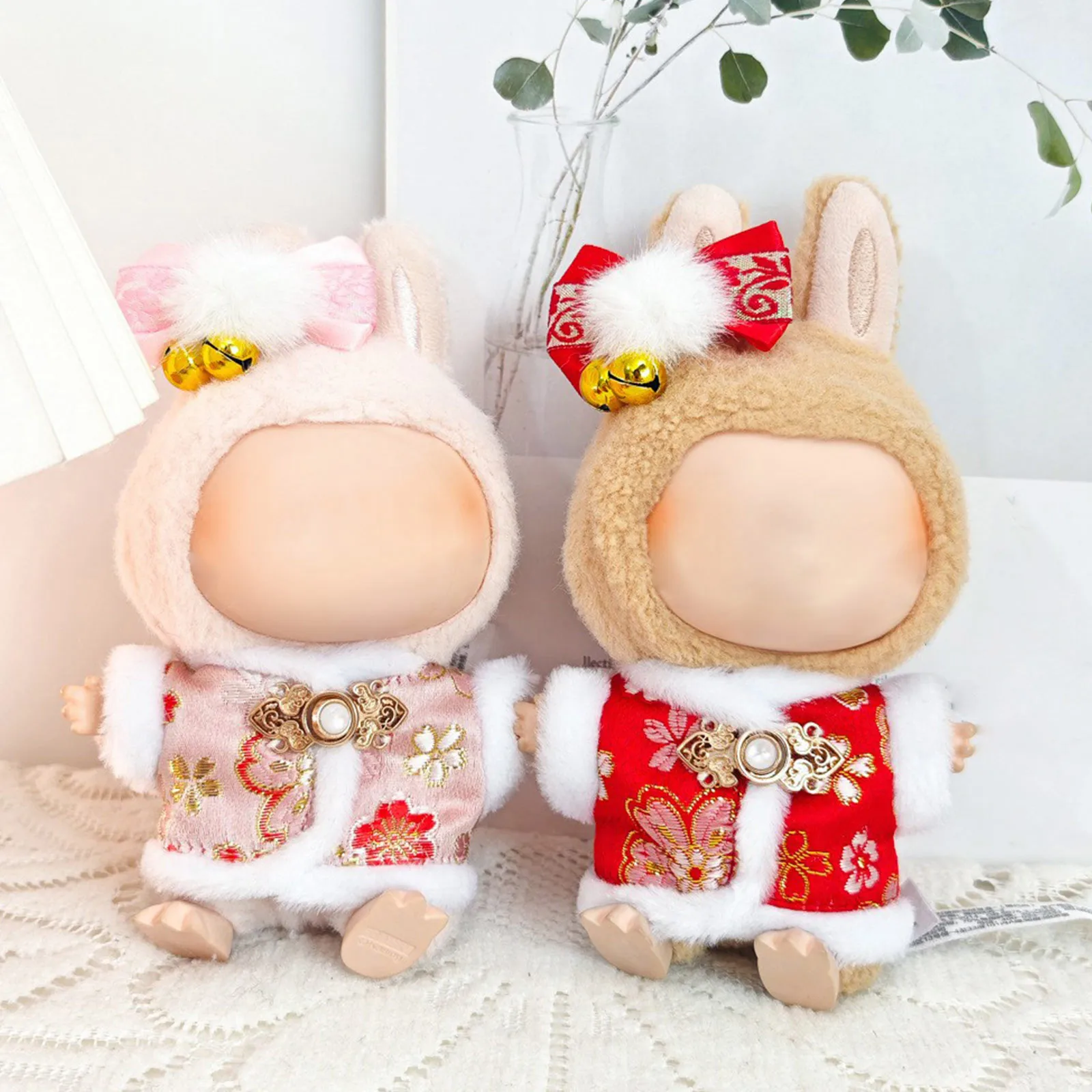 

New Year Labubu Clothes Outfit For 17cm Mini Doll Matched Color Clothes Accessories Chinese Korea Style Clothes Christmas Gifts