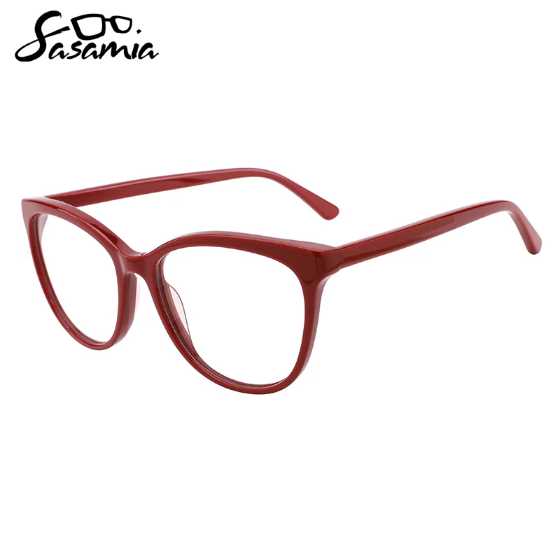 SASAMIA Female Eyewear Acetate Cat Eye Glasses Frame Optical Glasses Classical Color Design Glasses for Ladies&Women WD1371