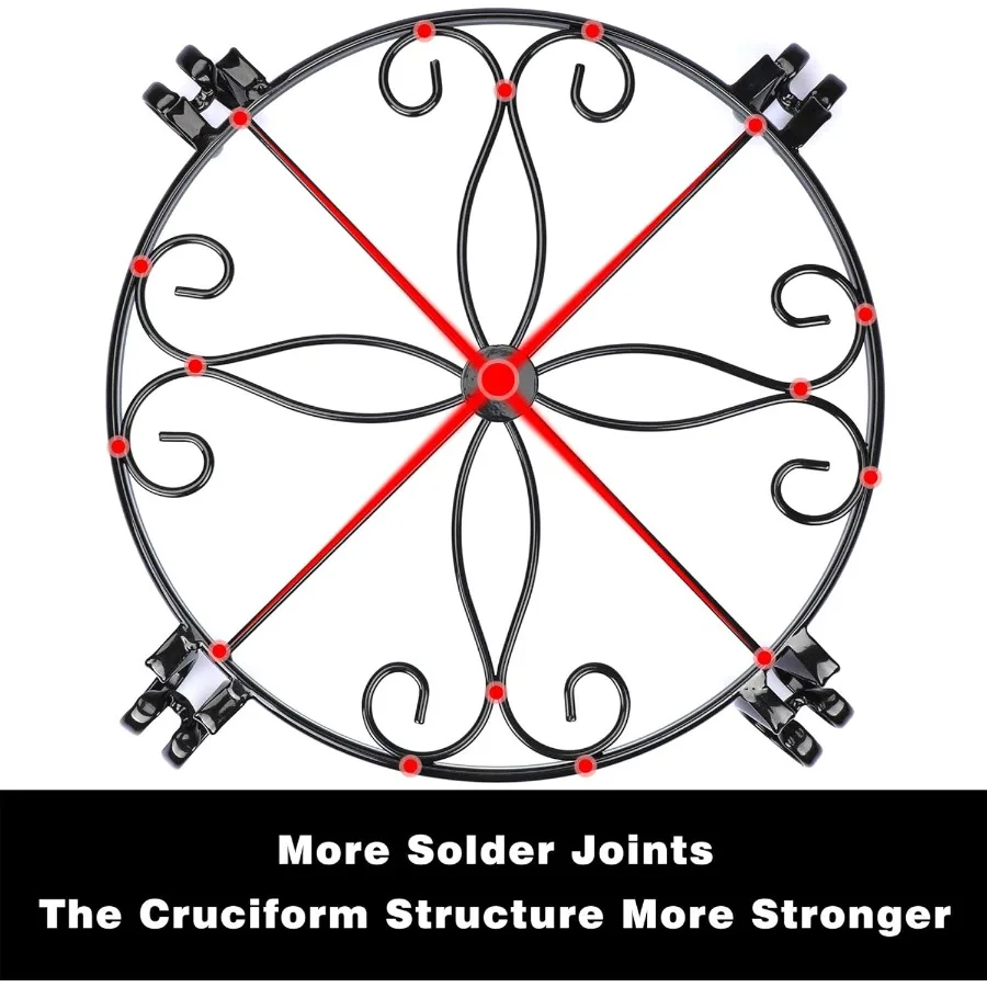 حامل نبات أسود لوعاء الزهور حامل بوعاء عالي التحمل للاستخدام الداخلي والخارجي حاوية حديقة حديدية مقاومة للصدأ معدنية مستديرة تدعم R #3