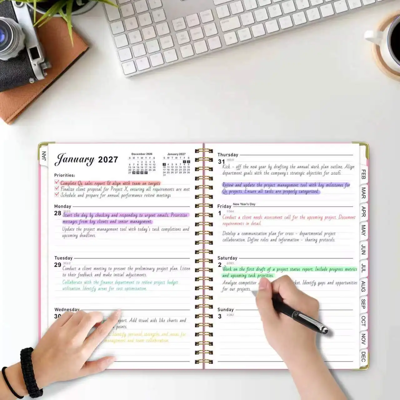 2027 Weekly Monthly Planner A5 Spiral Notebook Business Schedule English Diary Book