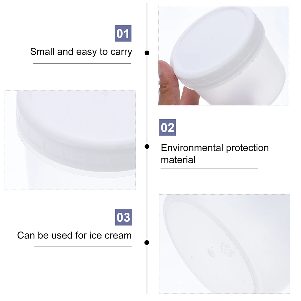 

3 Pcs Ice Cream Containers Suitable Yogurt Dessert Food Grade Plastic Stackable Leak Proof Lids Home Hotel Storage