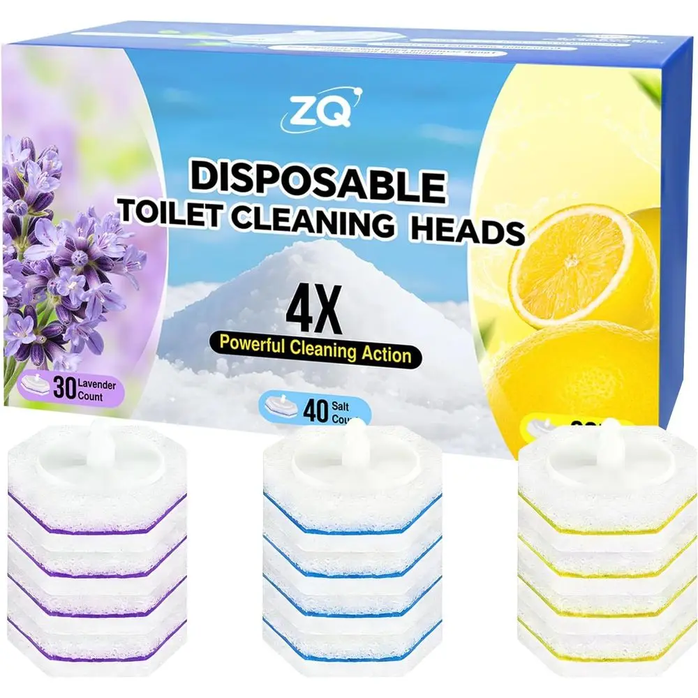 

Набор из 100 сменных насадок для туалетной щетки, 4-кратная очищающая сила, одноразовые сменные подушечки для чистки унитаза, для ванной комнаты