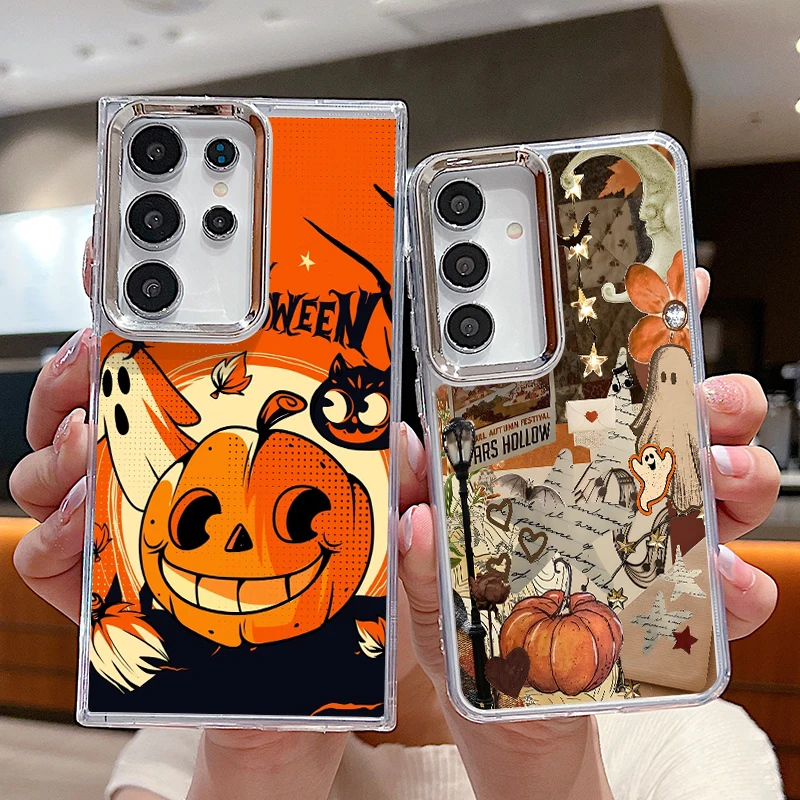 Halloween Pumpkin Printed Phone Case For Samsung Galaxy S26 S25 S24 S23 Ultra S25 S24 FE A57 A56 A37 A17 A55 A15 A36 TPU Cover