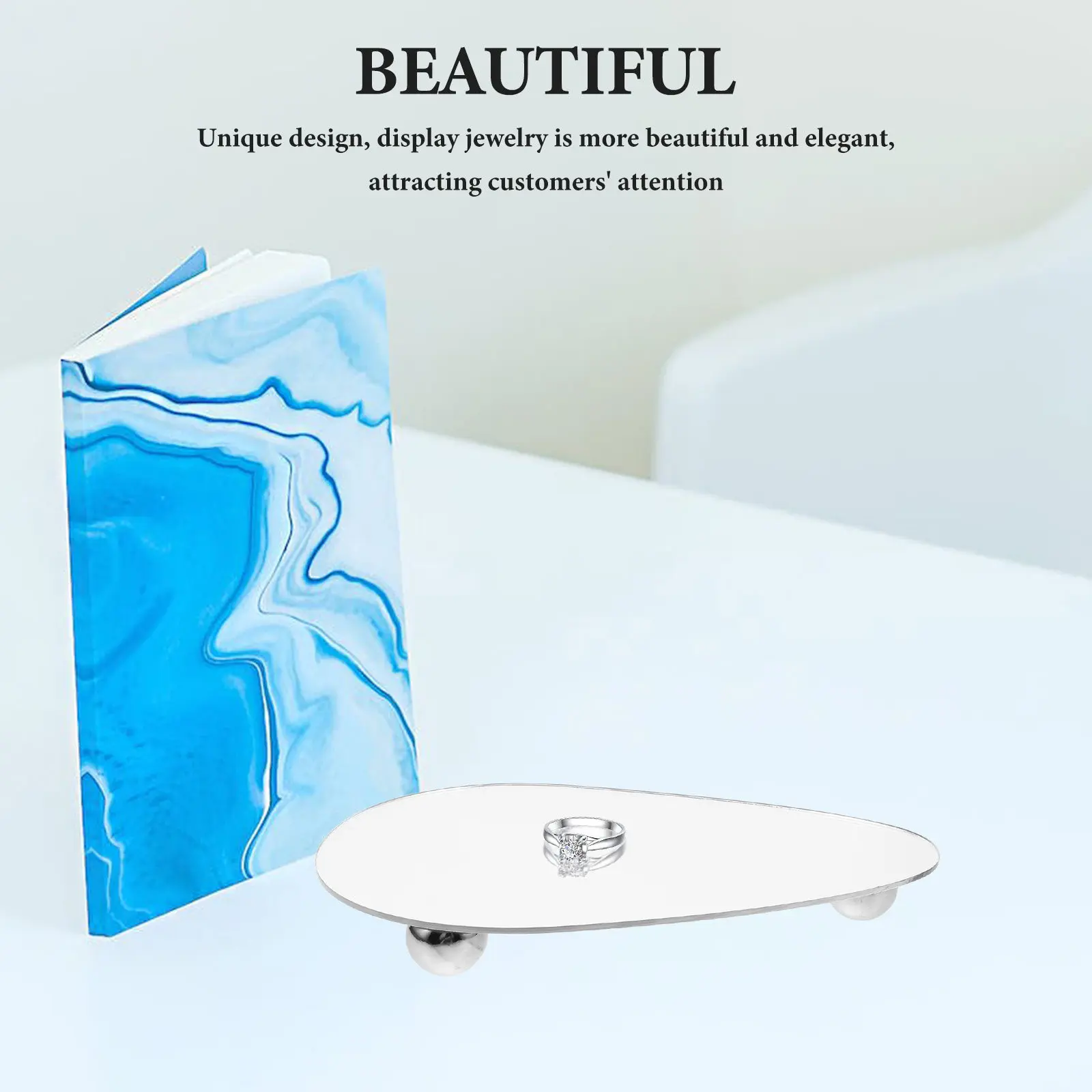 Irregular Mirror Acrylic Jewelry Tray Enhanced Reflective Display Sheet for Earrings Studs Photography Photo Props Background