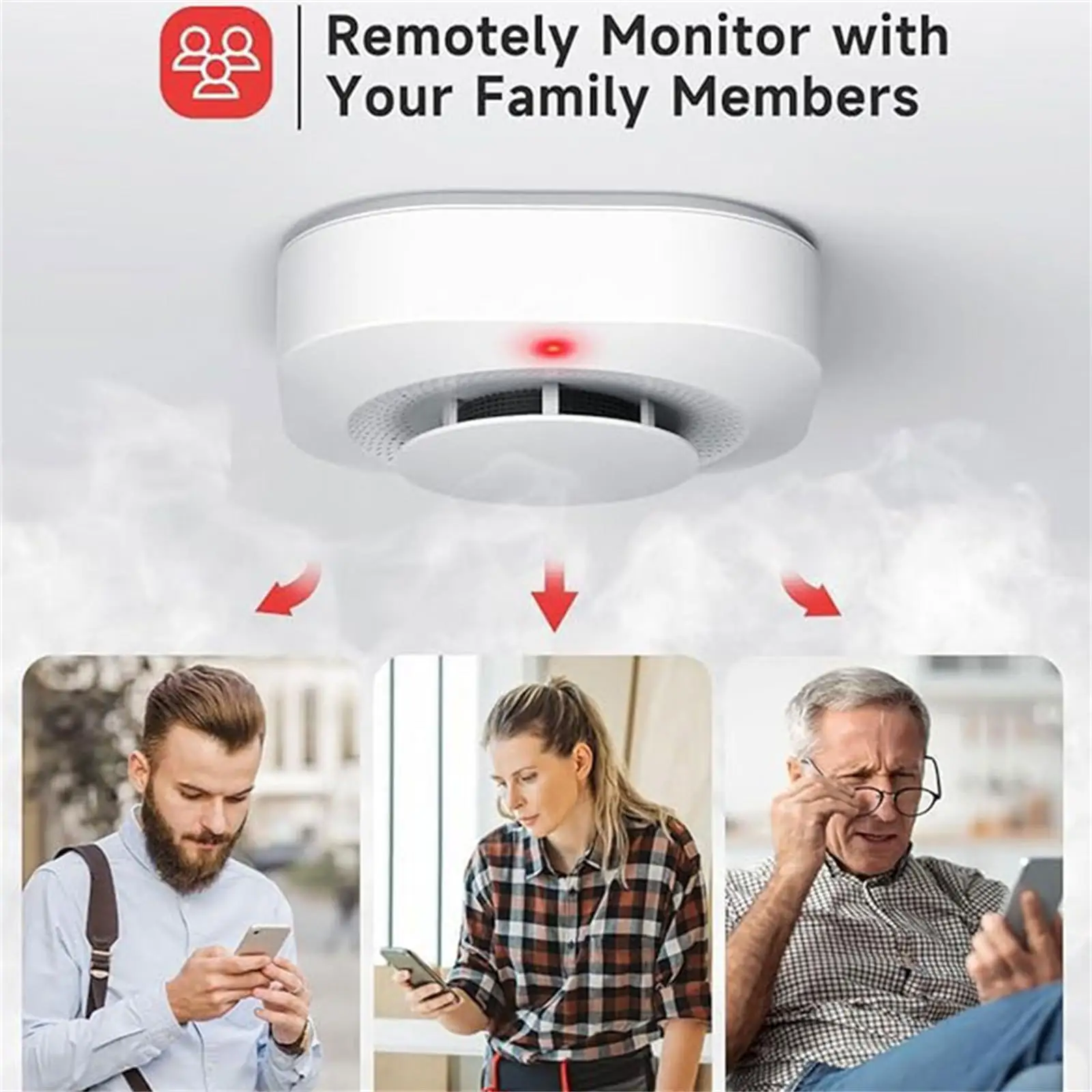 Czujnik dymu WiFi Tuya, ochrona przeciwpożarowa, detektor dymu, alarm pożarowy z funkcją wykrywania dymu, system bezpieczeństwa domowego, strażacy