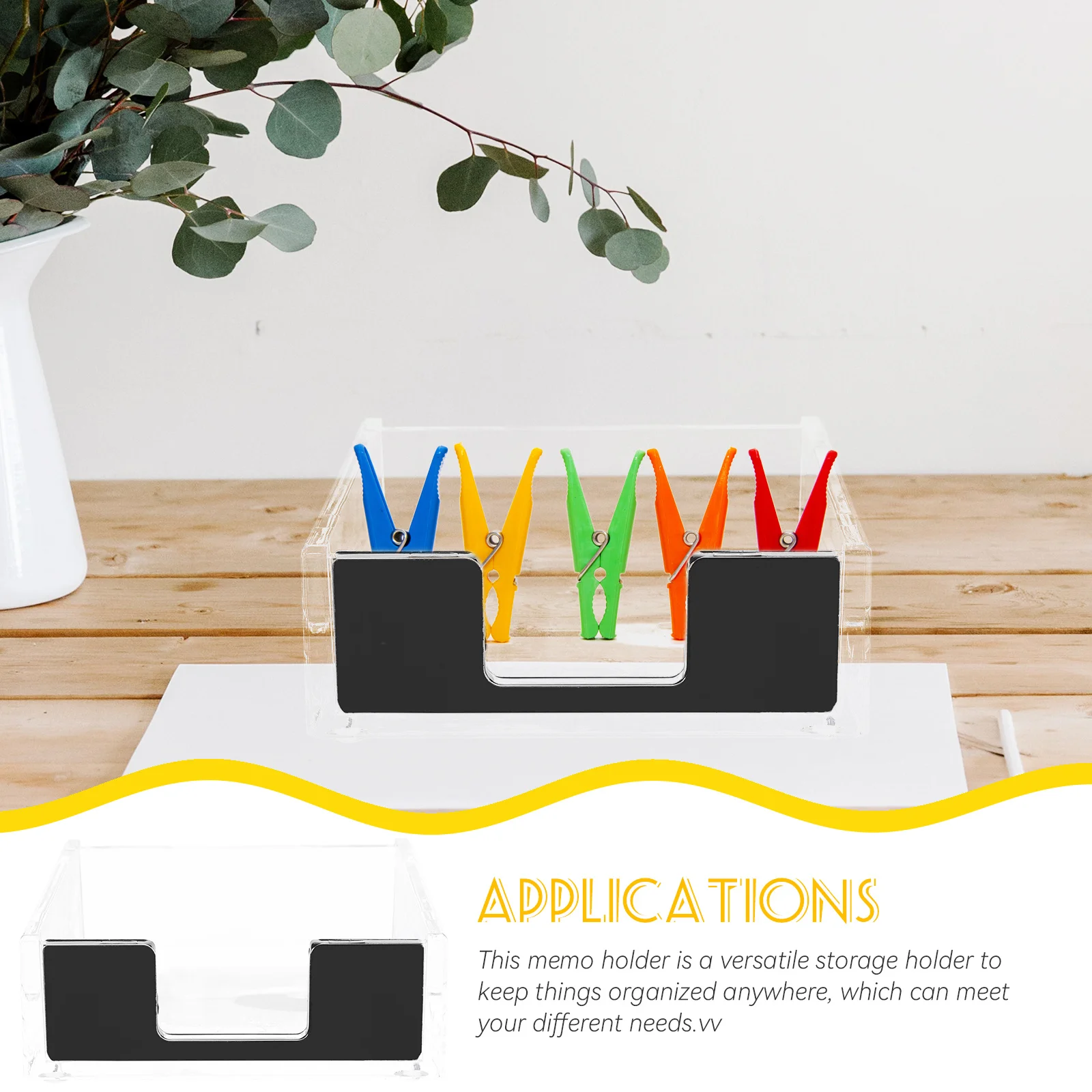 

Clear Memo Box Acrylic Desk Organizer For Notes Paperclips Cards Storage Desktop Holder Business Card Stand Pad Dispenser