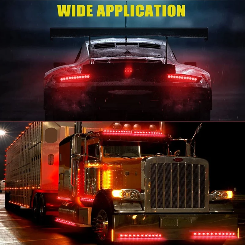 2Pcs 11 LED Trailer Light Bar High Mounted Brake Light Bar LED Brake Tail Light Brake Turn Signal For Truck Bus