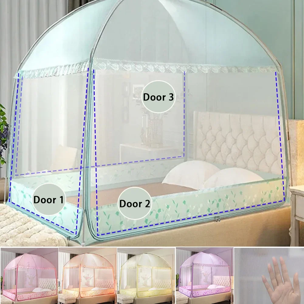 Mosquito Net,with 3 Doors, household summer zipper tent,Foldable Portable Frame Mosquito Net for Home Bedroom moskitiera okienna