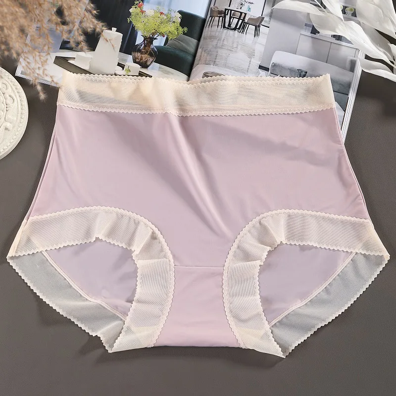Eisseidenhöschen für Frauen, sexy transparente Slips, nahtlos, atmungsaktiv, hoch sitzende Unterhose, bequem, weiche Unterwäsche für Damen, XL-3XL