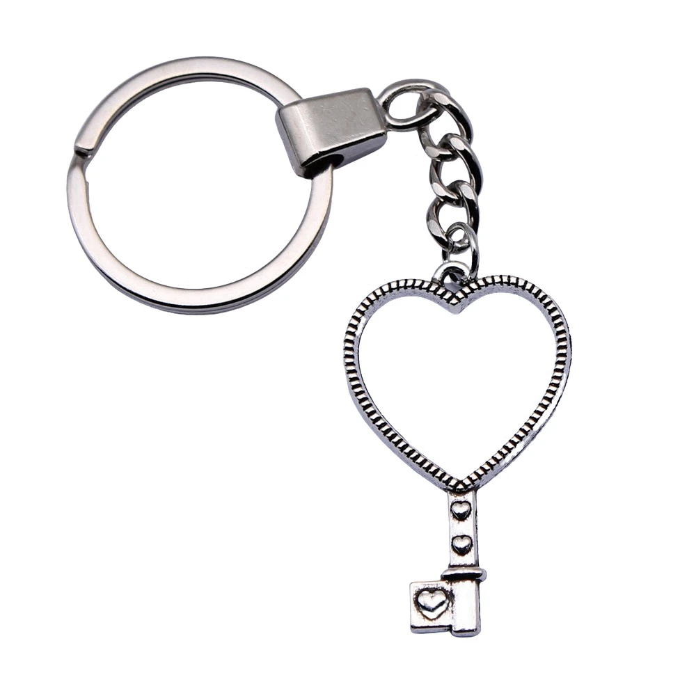 1pcs Love Key Metal Frame Car Keychain Accesories Jewelry Making Supplies Ring Size 30mm