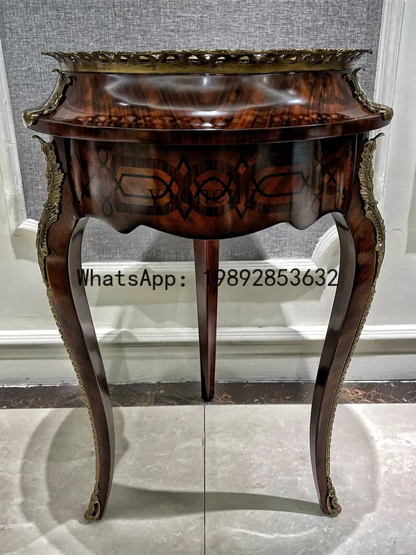 Furniture Red Wine Decanter Copper Heartwood Solid Wood Round Corner Table Brass Accessories Side Table