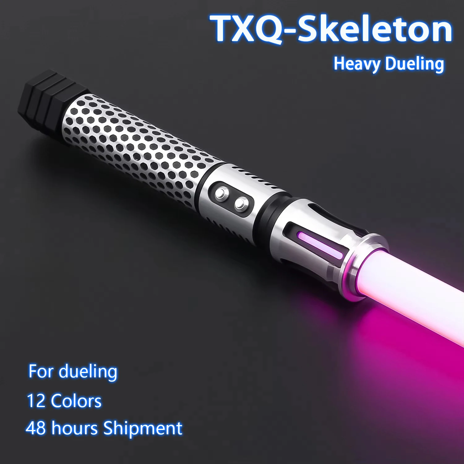 TXQSABER Skeleton RGB Pixel heavy dueling laser sword Smooth Swing Metal Handle lightsaber Cosplay FOC jedi sword 12 Colors