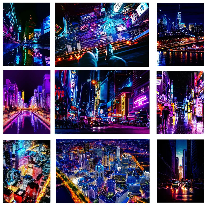 Cyberpunk Poster and Print Night Scenery In London Japan Modern City Streetscape Landscape Canvas Wall Art Picture Living Room