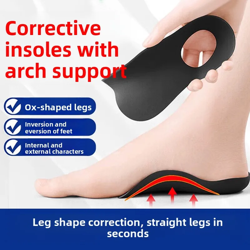 

Flat Feet Correcting Insoles for X/O Legs, Arch Support Orthotic Inserts for Posture Alignment & Pain Relief, Men/Women
