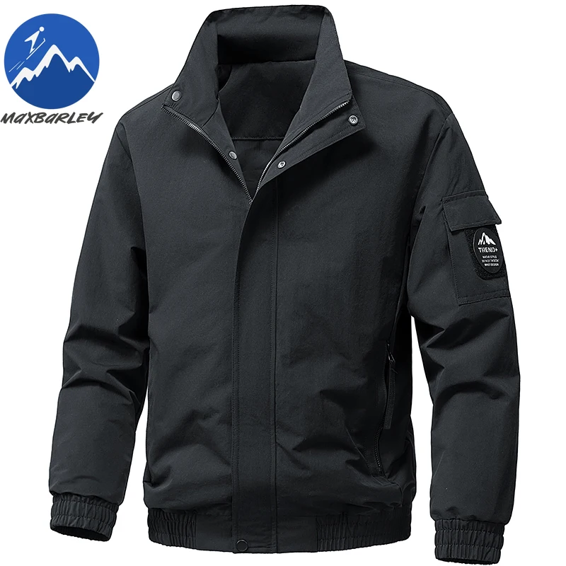 

Maxbarley 2026 New Jacket Men Brand Casual Zipper Pocket Windproof Windbreaker Autumn Spring Solid Color Zipper Pocket Work Coat