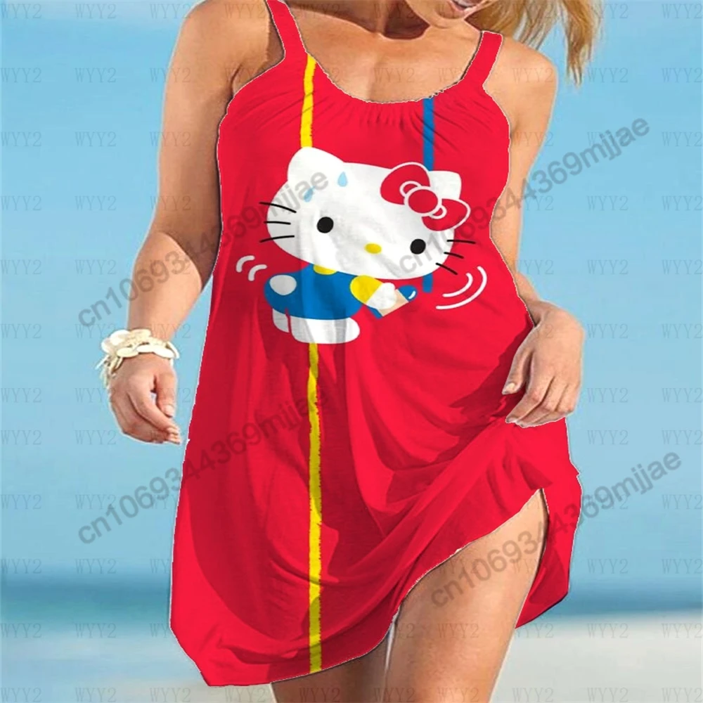 Round Neck Summer Top for Women HelloKitty Tops Y2k Clothes Women Tops Beach Dresses Women's T-shirt Woman Clothing Zevity 2023