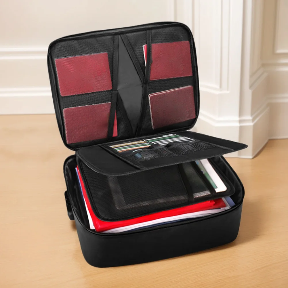 เอกสารพร้อมล็อคแฟ้มจัดเก็บทนไฟกล่องกันน้ํากระเป๋าเอกสารแบบพกพา Home Travel Safe Storage กล่อง