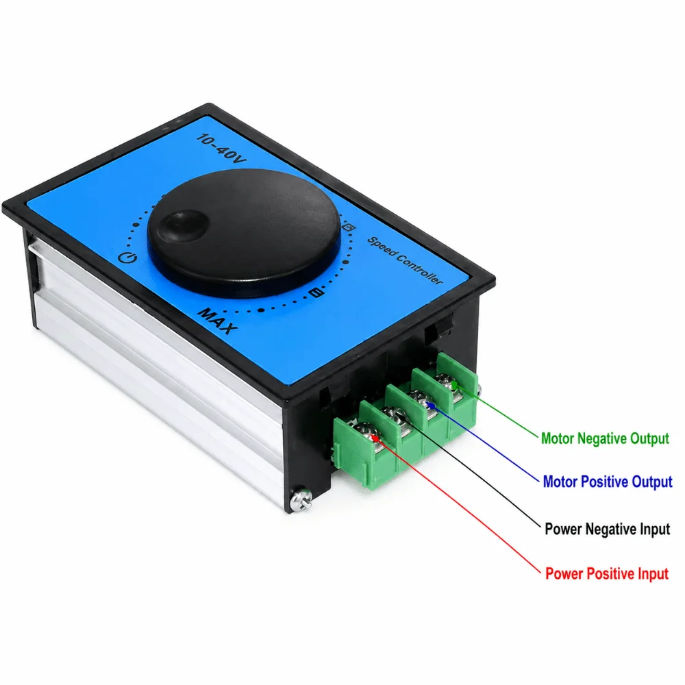 Plastic Motor Speed Regulator Soft Start DC 10-60V 20A Motor Control Gear Block Protect Panel Mount Machine Adjust Unit