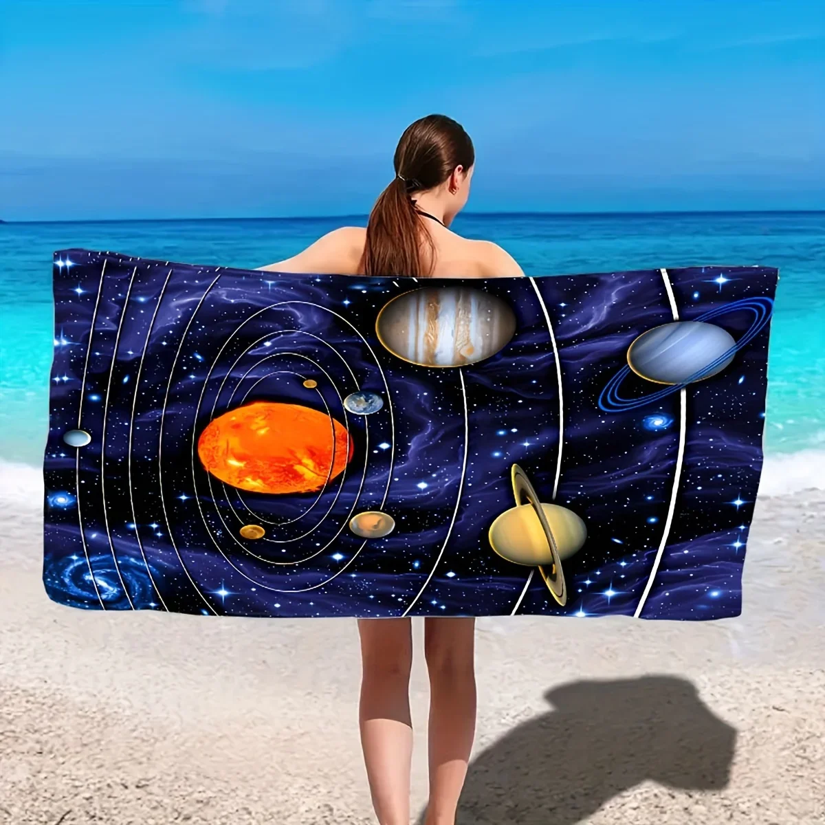 1pc Planets Microfiber Beach Towel Super Absorbent Quick-drying Swimming Towel Lightweight & Soft Beach Blanket For Beach Pool