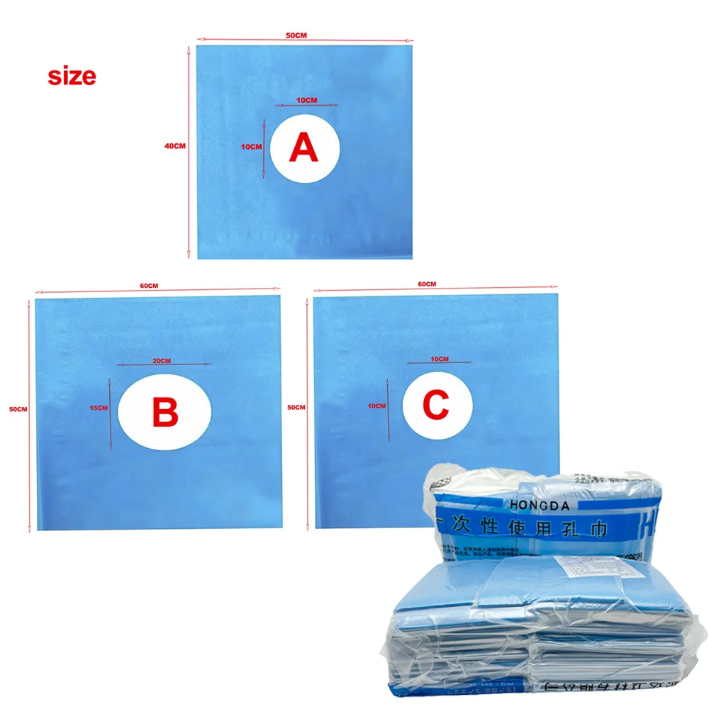 Disposable Dental Nonwoven Fenestrated Drape Sterile Blue Hole Cover Easy Tear Individual Pack For Oral Surgery