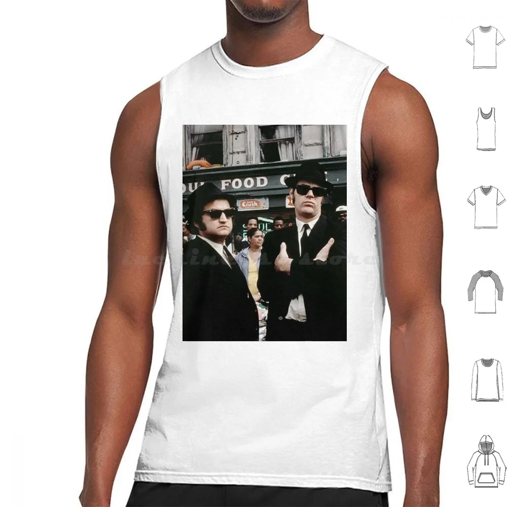 Jake & Elwood Tank Tops Print Cotton Blues Brothers Dan Aykroyd John Belushi Elwood Jake Blues