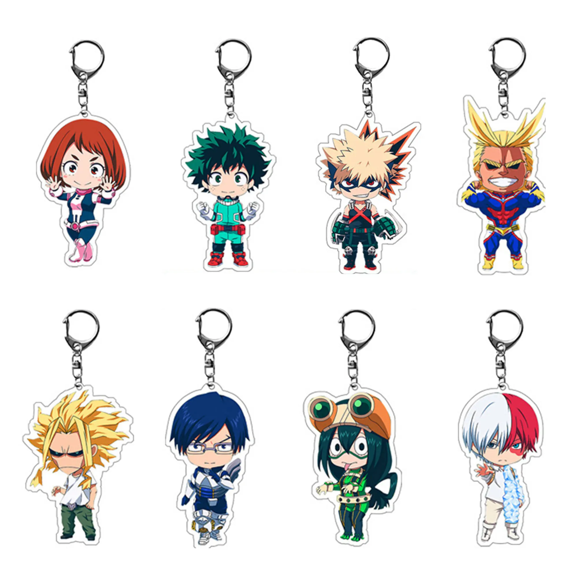 My hero school Acrylic Keychain Cartoon Midoriya Izuku Todoroki Shoto Keychain Ornament Key Bag Pendant Clothing Accessories