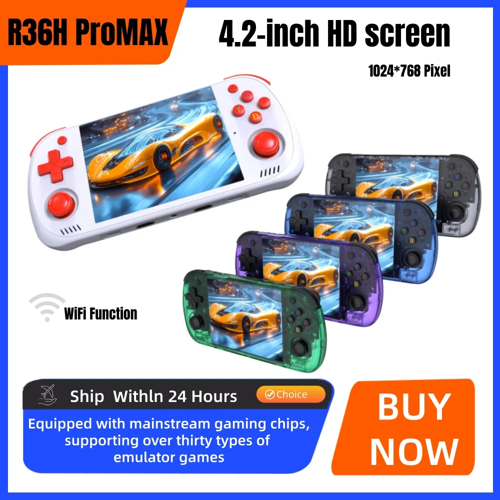 

Игровая консоль BOYHOM NEW R36H PRO MAX в стиле ретро, портативная, с системой Linux, 4,2-дюймовым IPS-экраном, карманный видеоплеер