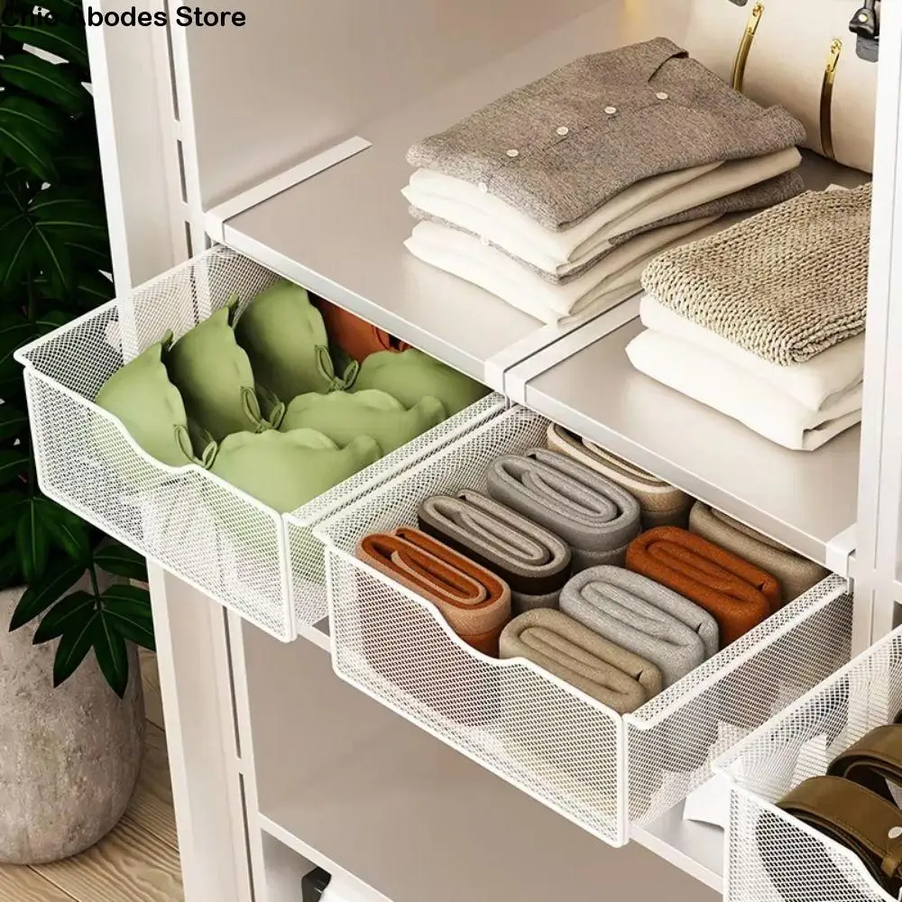 

Pull-out Partition Cabinet Mesh Drawer Divided Smooth Slide Closet Hanging Basket Space Saver Easy Install