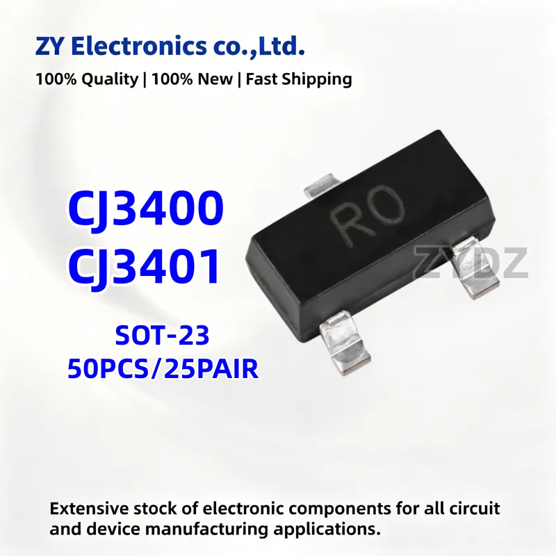 50PCS-25Pairs CJ3400 R0 CJ3401 R1 SOT-23 MOSFET Transistor 100% New and quality