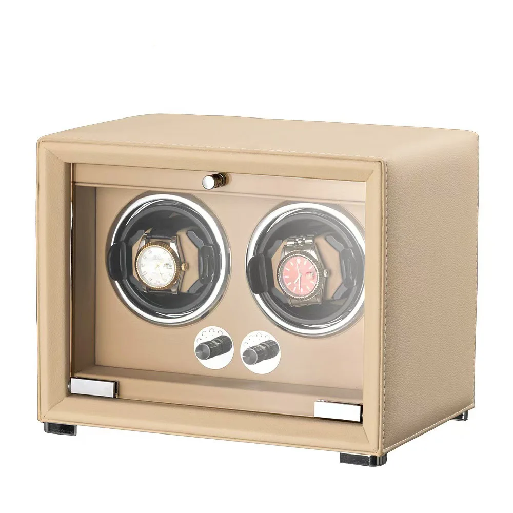 

2 Slots Automatic Wooden Watch Winder with LED Backlight for Mechanical Watches