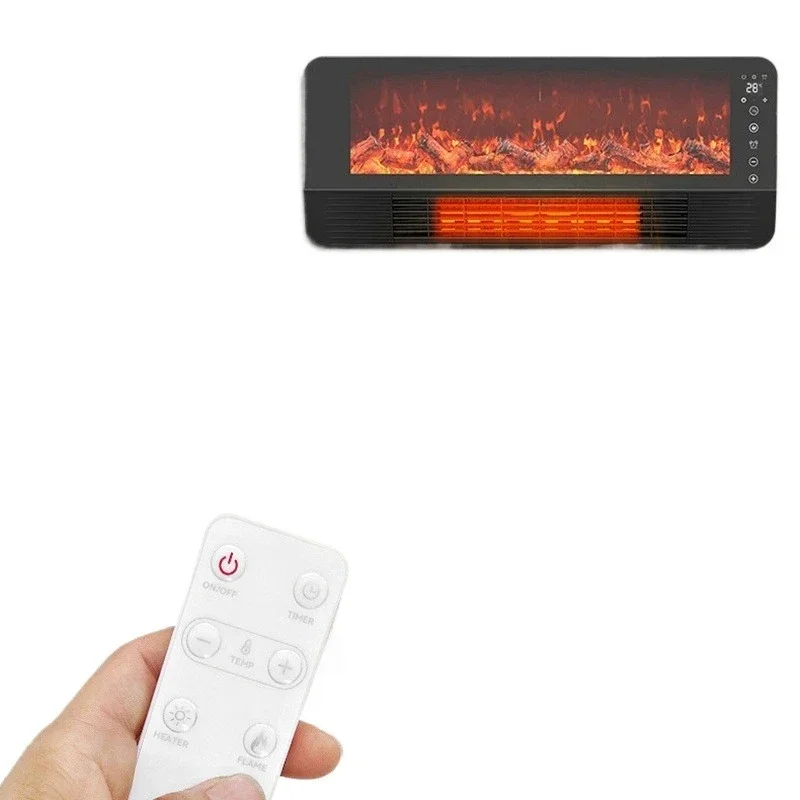 2-In-1 wall-mounted timer quickly heats PTC smart home heater with 3D flame remote control touch control display for living