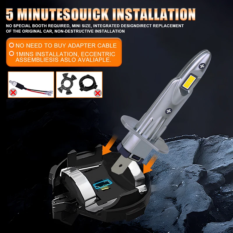 Dualvision 2 قطعة H1 LED المصباح Canbus 600000LM السوبر مشرق 16 قطعة 8054 CSP 1:1 لاسلكي صغير 6000K 4300K لمبات السيارات 12 فولت 24 فولت #5