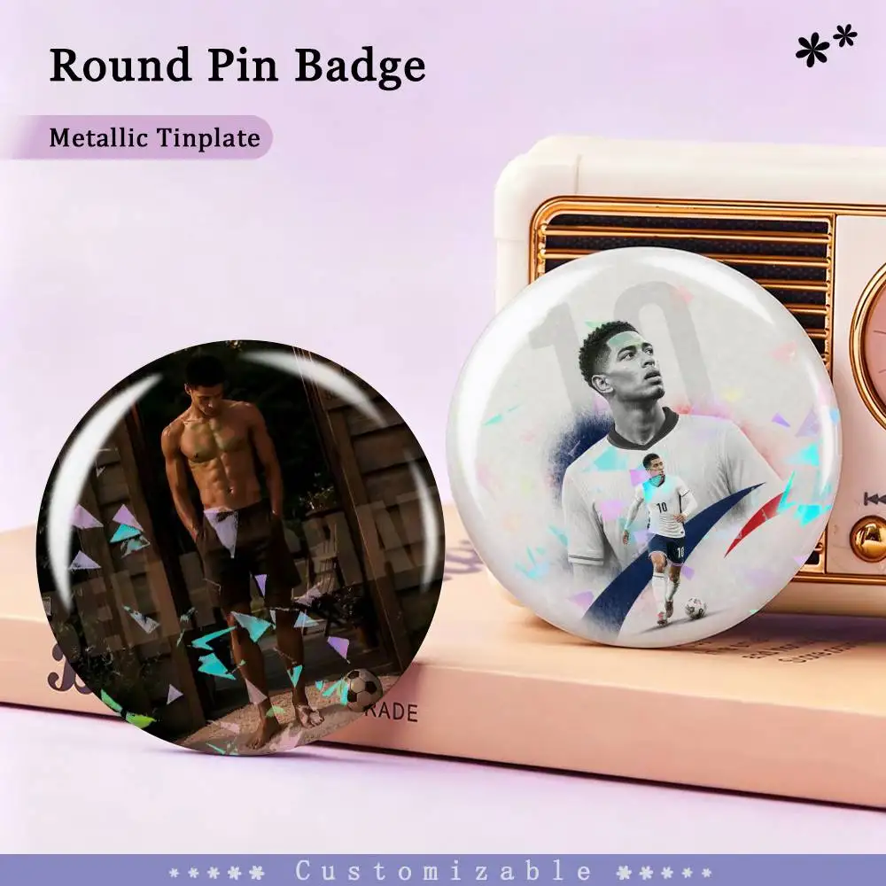 So cool J-Jude Bellingham Custom Tinplate Round Button Badges Pins Brooches for Clothes Backpack