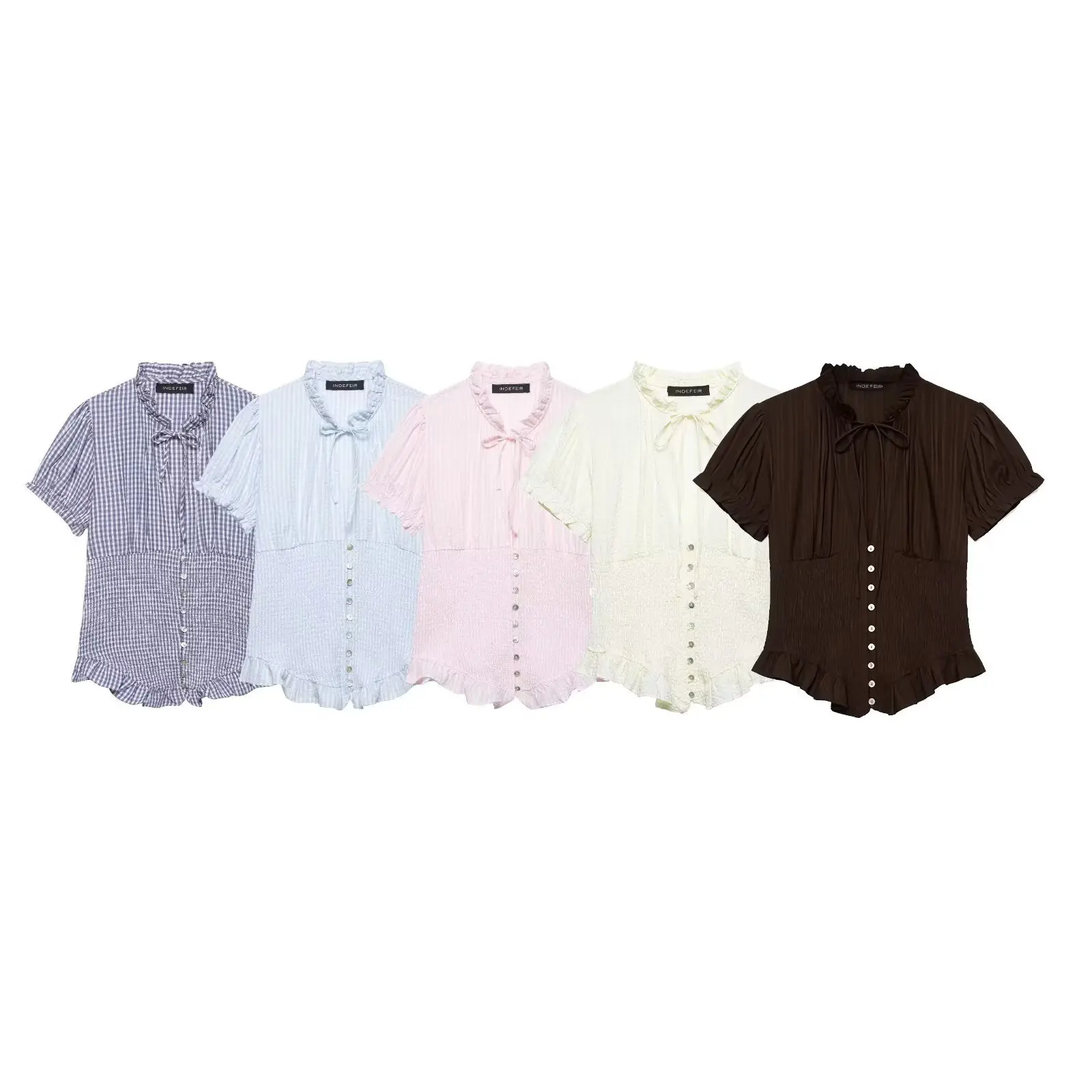 Women's Casual Slim Short Sleeve Shirt 2026 Versatile Popular Butterfly Bow Decoration Top Fashionable Construction Design