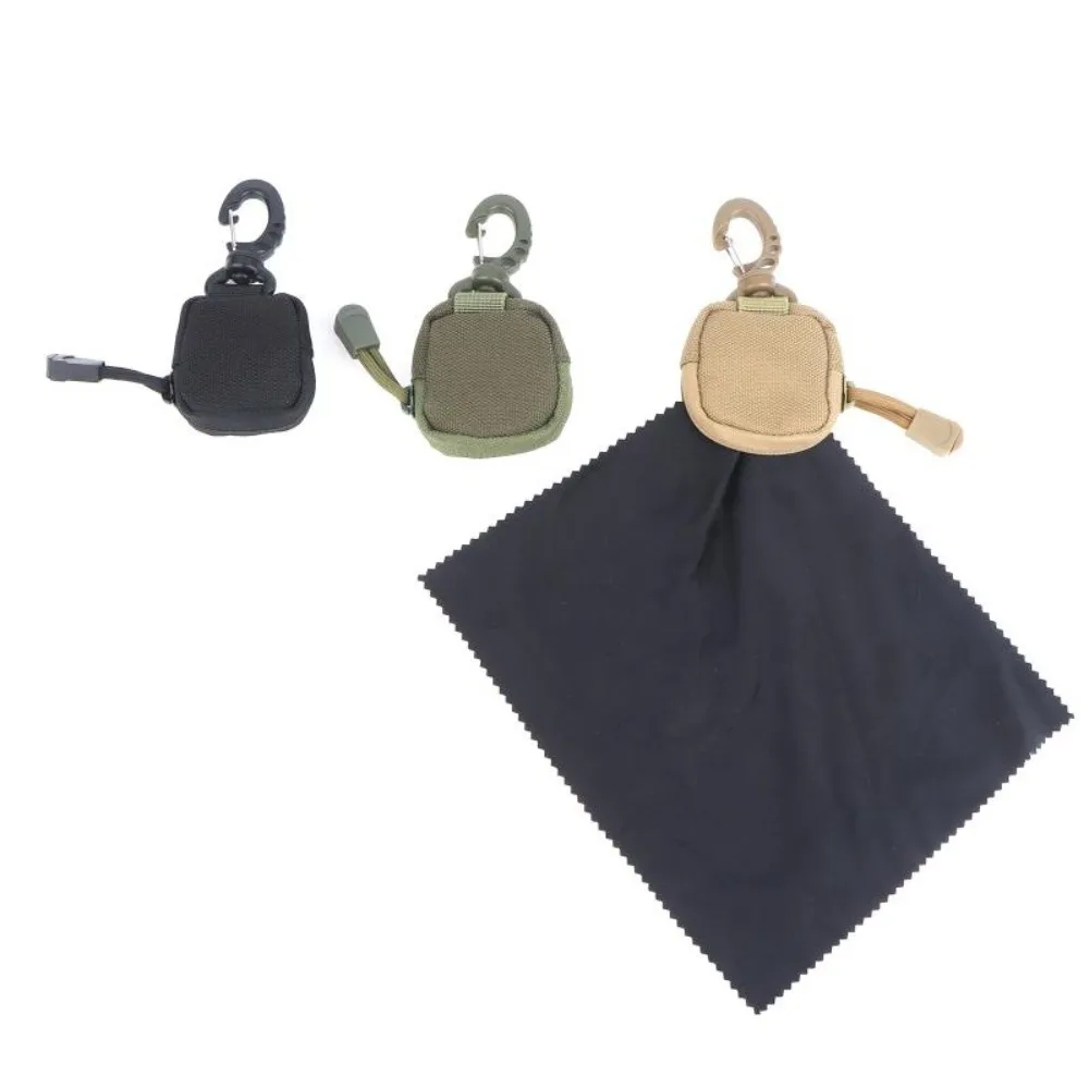 Mini Storage Eyeglass Cloth Bag One-Piece Folding Ultra-Fine Fibers Eyeglass Cleaning Cloth with Keyring Durable