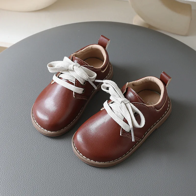 Little Boys Gentleman\'s Leather Shoes England Style Leisure Baby Boy Dress Shoes New Luxury Designer Shoes for Girls Kids