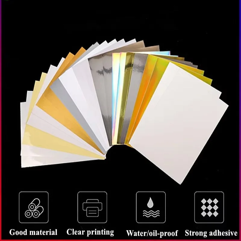 100 pegatinas de vinilo PVC/PP/PET tamaño A4 (8.3x11.6 pulgadas) para impresora láser, resistentes a arañazos, impermeables y a desgarros, con revestimiento para bricolaje.