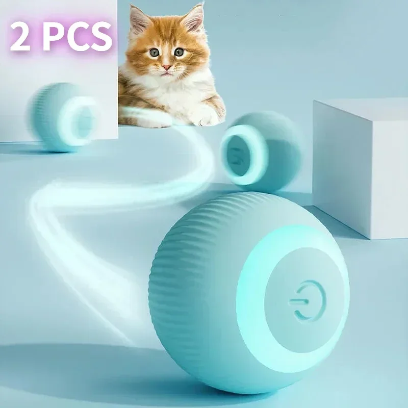 2Pcs Cat Interactive Ball Smart Cat Toys Indoor Automatic Rolling Magic Ball Electronic Interactive Cat Toy Game Accessories