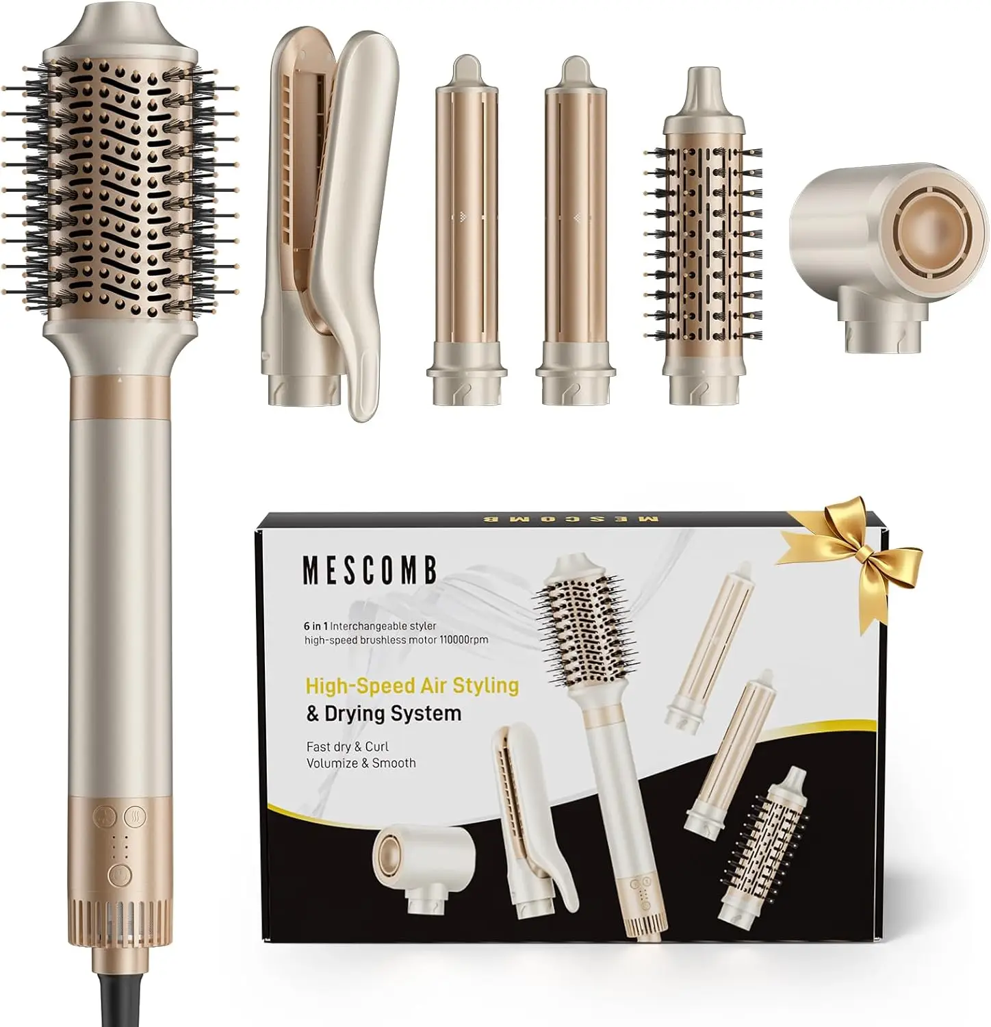 

Многофункциональный стайлер 6-в-1: быстрая сушка, выпрямление и завивка с мощностью 1400 Вт для гладких волос без спутывания