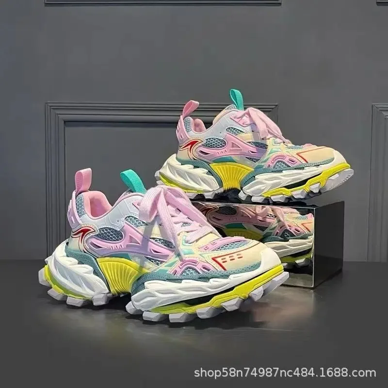 Men Sneakers Elevated Dad Sneakers Color Block Mesh Shoes Men Chunky Casual Shoes with Thick Sole Shoes for Men