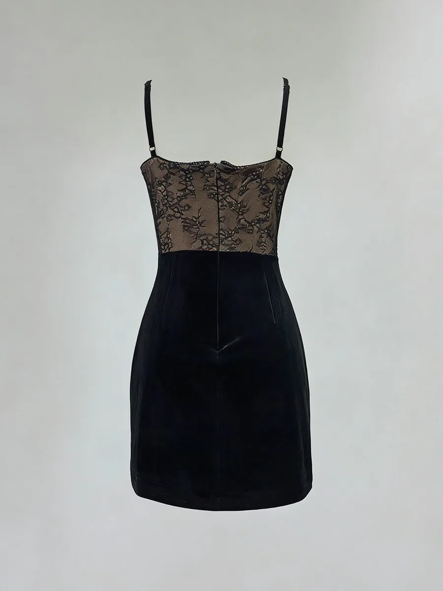 TWOTWINSTYLE Hit Color Slimming Printing Sexy Dresses for Women Square Neck Sleeveless High Waist Fashion Mini Dress Female New