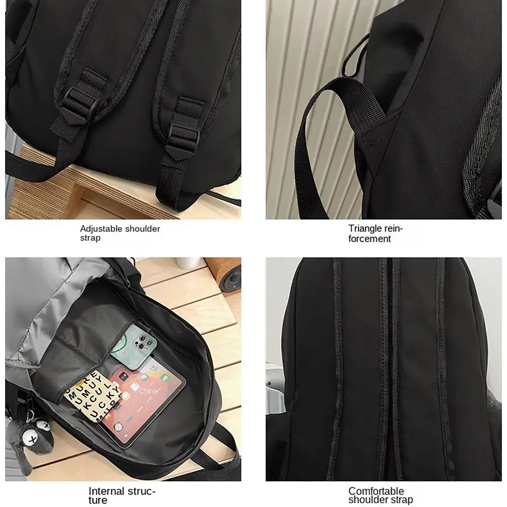 2024 zaino scuola di grande capacità con ciondolo accessorio scolastico borsa per studenti zaino a tracolla in Nylon Unisex