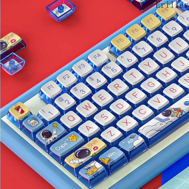 พุดดิ้งโปร่งใส Keycap ชุดคีย์บอร์ดคุณภาพสูงพิเศษหมวกบุคลิกภาพ DIY นักบินอวกาศ Theme คีย์บอร์ดสวิทช์