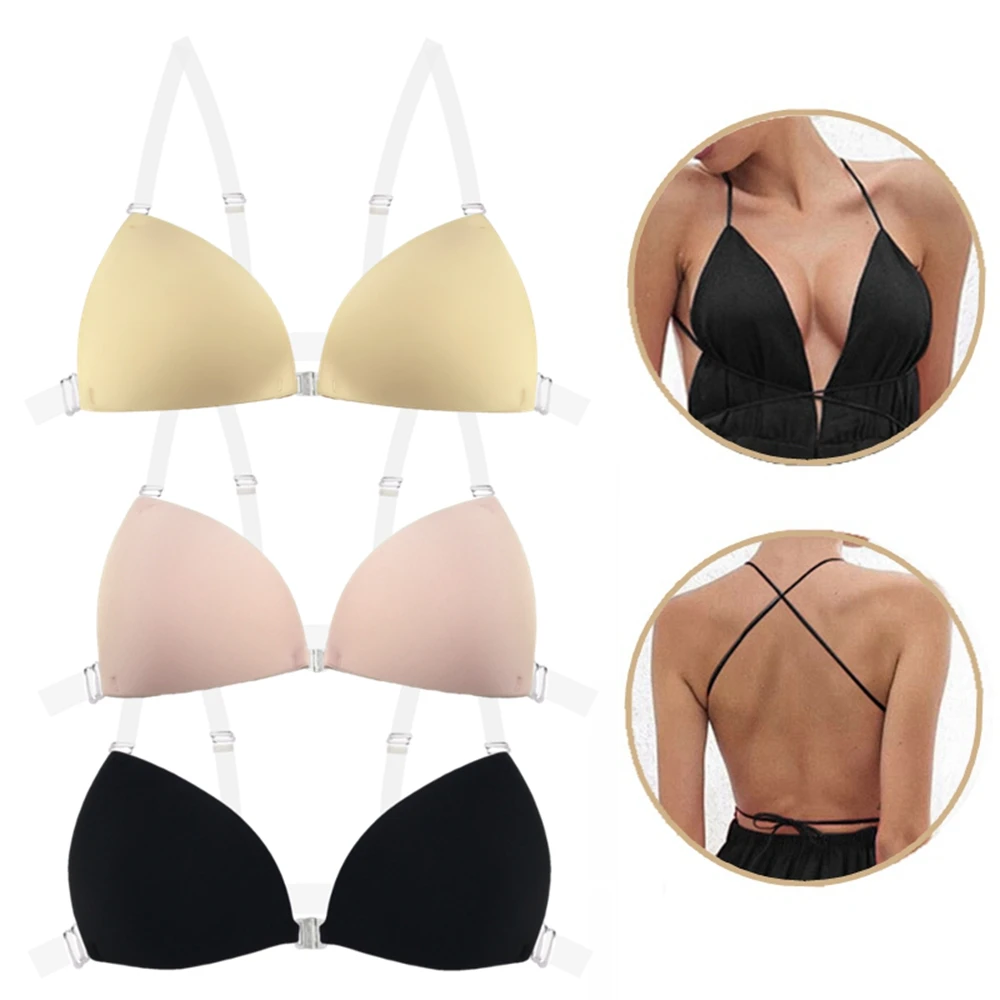 Sticky Bra for Women Backless Wedding Dress Silicone Plunge Deep U Neck Adhesive Bras Lift Boob Invisible Underwear Nipple Cover