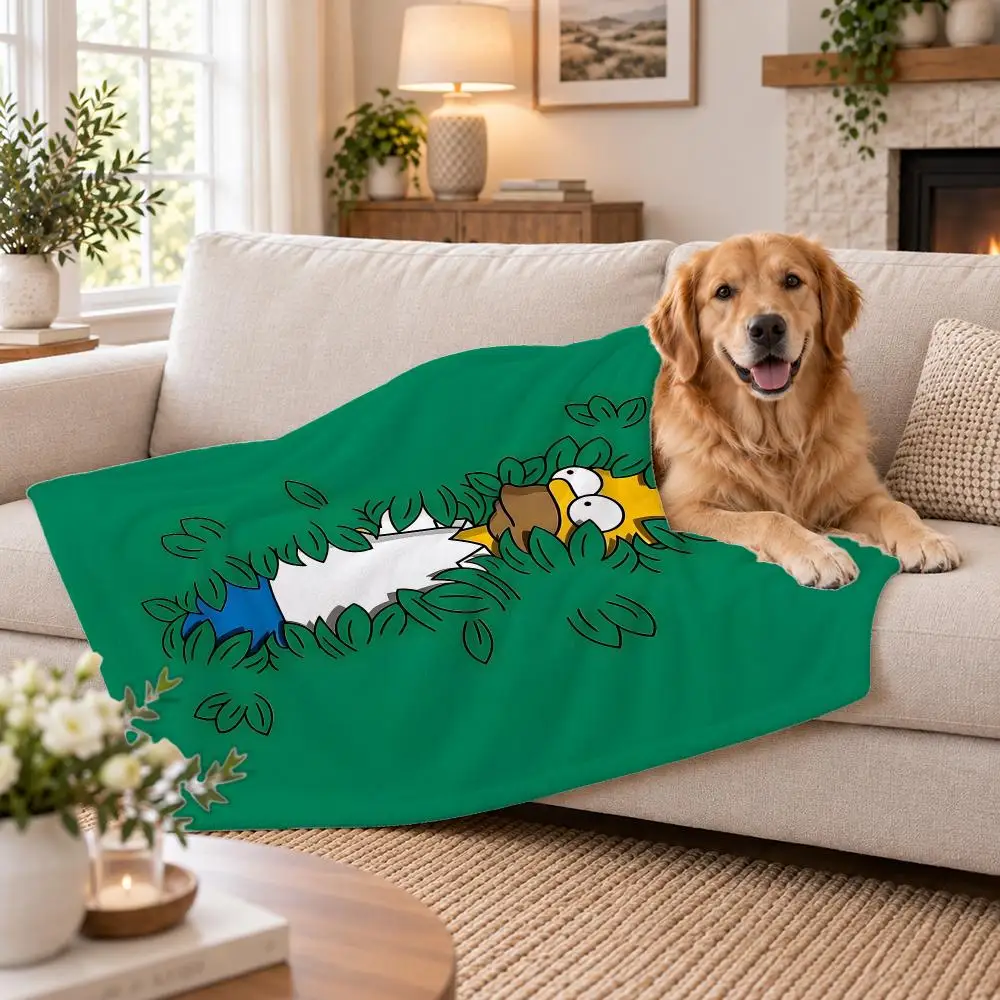 Anime The Simpsons Throw Soft Plush Flannel Pet Blanket, Home Decor Cover for Sofa, Bed, Trip & Picnic