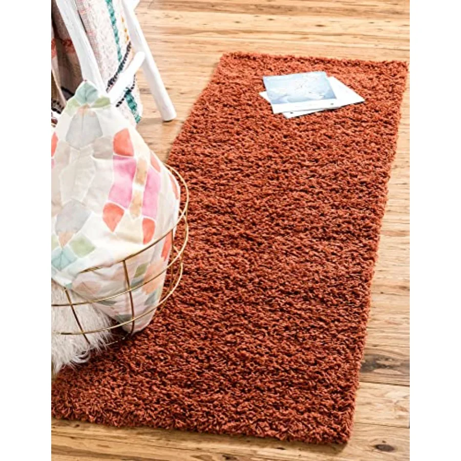 

Cozy Solid Shag Collection Rug 20 Ft Runner Terracotta Shag Rug Perfect for Hallways Entryways Living Rooms and Bedroom Decor w