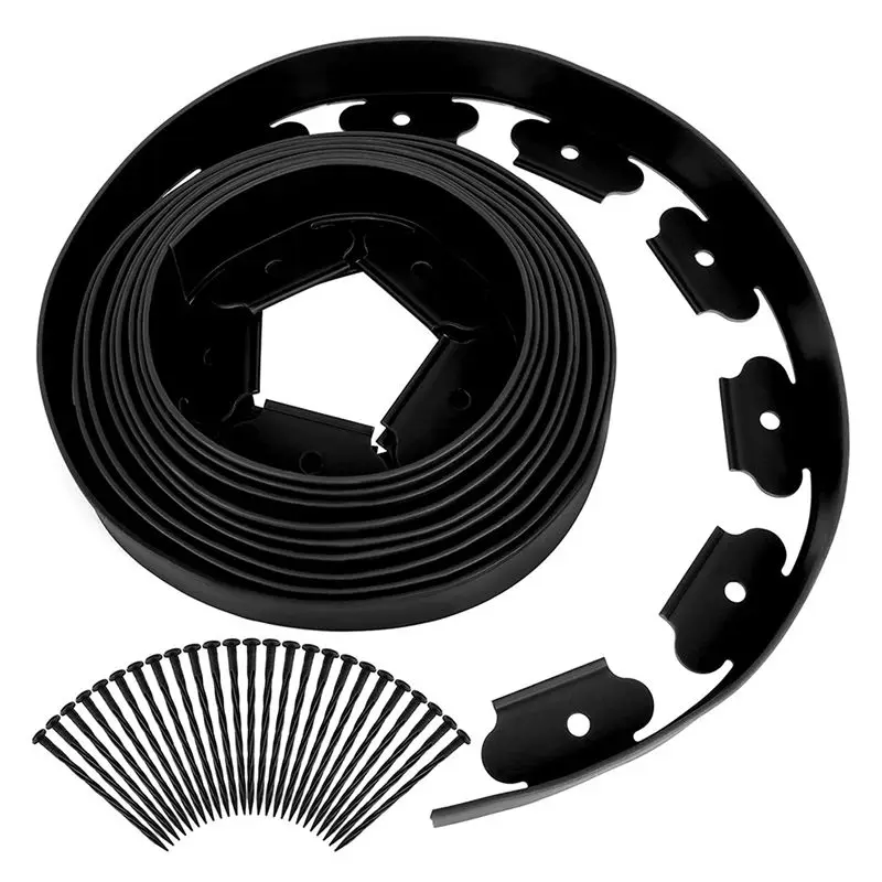 

Ландшафтная окантовка BAAU, садовая окантовка 16,4 фута с 15 окантовками, резиновая окантовка для ландшафтного дизайна для окантовки двора, черная