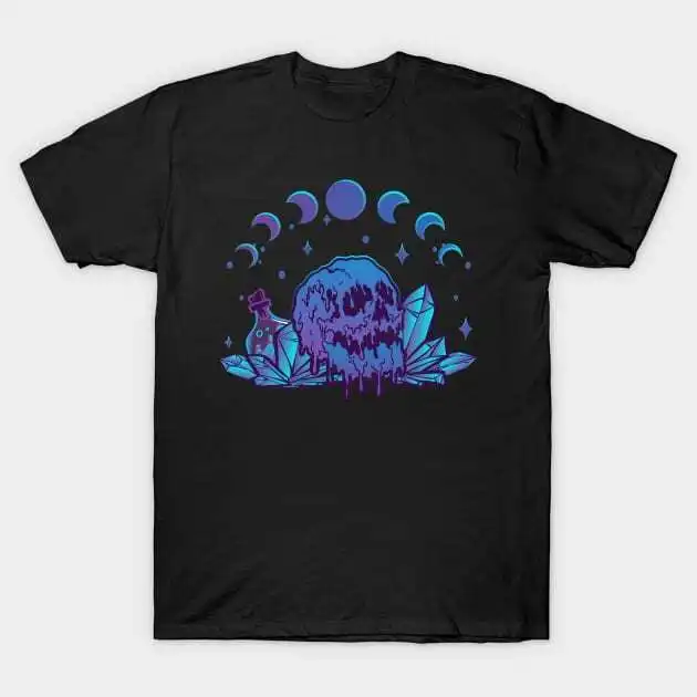 

Melting Skull, Phases of Moon and Crystals Dark Art Pastel Goth T-Shirt S-5XL Fa